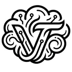 salt-shaqonline 台灣電子煙一站式商城官方標誌（Logo）。黑色的風格化「V」字樣被雲霧與科技電路圖案環繞，象徵為台灣玩家提供豐富產品與極致體驗。