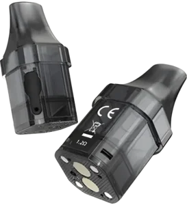 台灣電子煙「小煙配件/空煙彈」分類形象圖,展示透明黑色的 SLYEEK 斯萊克替換空倉,代表商城齊全的各式主機原廠空煙彈、霧化芯與注油耗材。