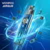VOOPOO ARGUS Matrix 阿格斯 Matrix 電子煙主機形象主圖。展示透明機身設計、內部晶片結構與數位顯示螢幕，背景為藍色科技電流特效，強調 1350mAh 大電池與 30W 強勁輸出。