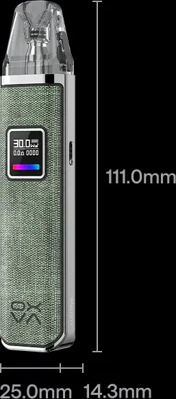 OXVA XLIM PRO 產品規格與尺寸 OXVA XLIM PRO 小蠻牛電子煙主機尺寸標註,高度111mm,寬度25mm,厚度14.3mm