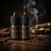 TNT 煙油 30ml - 濃縮菸草 & 凍藍莓 美國原裝進口 TNT 煙油 Tobacco Salts 主圖,並排展示 30ml 凍蓝莓 (Ice Blueberry) 與濃縮菸草 (Concentrated Tobacco) 尼古丁鹽口味,背景為新鮮煙葉與點燃的雪茄。小煙替菸首選。